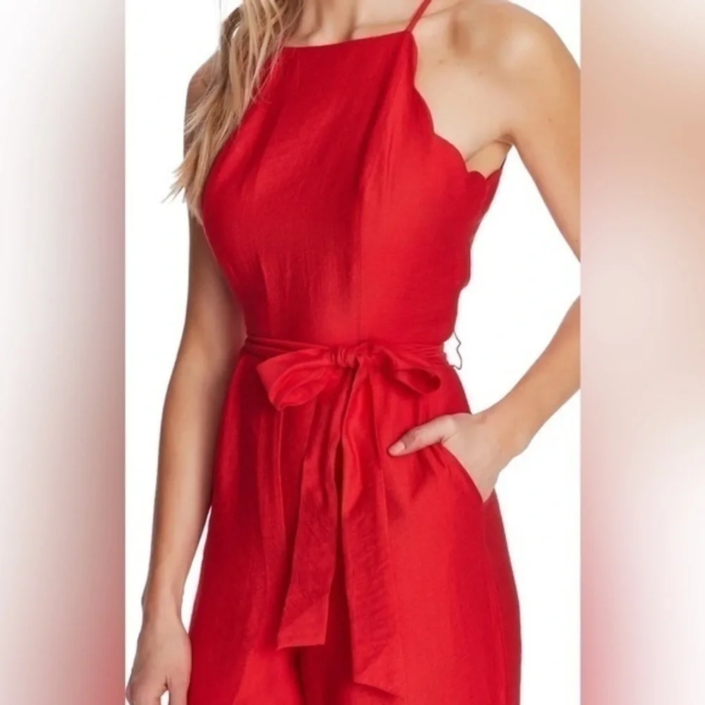 NWT Cece Cherry Rose Scalloped Halter Neck Jumpsuit Medium M
